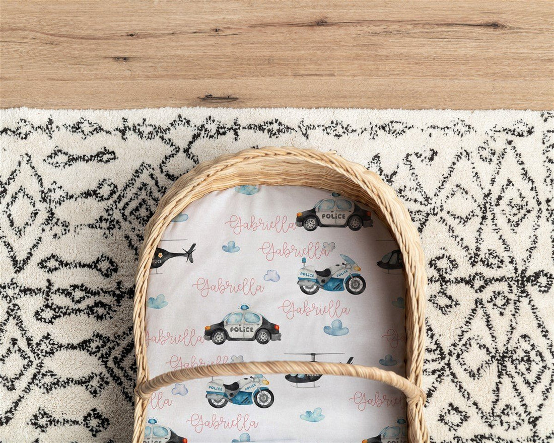 Police Hero Girl Bassinet Sheet
