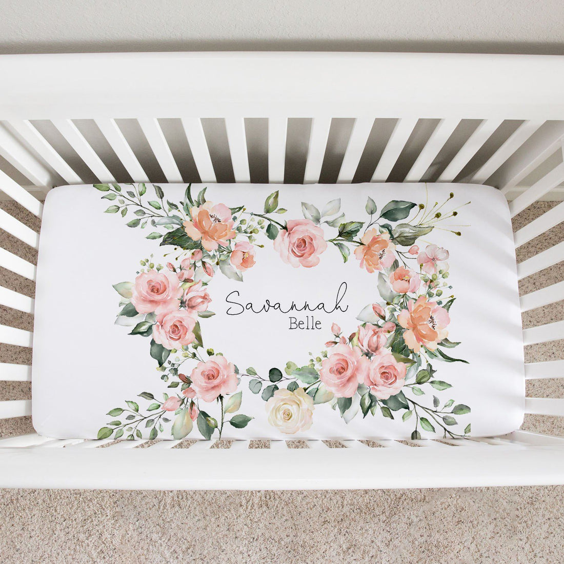Custom Personalized Rosie Posie Crib Sheet