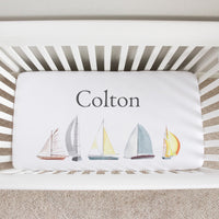 Sailboat Personalized Custom  Crib Sheet