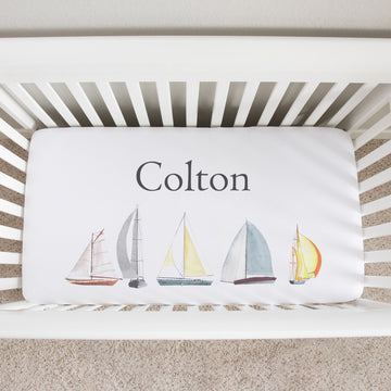 Sailboat Personalized Custom  Crib Sheet