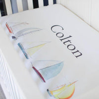 Sailboat Personalized Custom  Crib Sheet