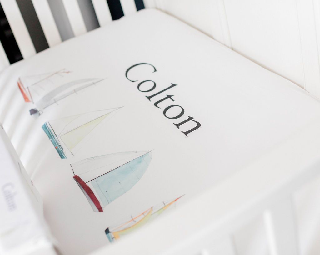 Sailboat Personalized Custom  Crib Sheet
