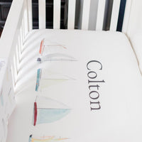 Sailboat Personalized Custom  Crib Sheet