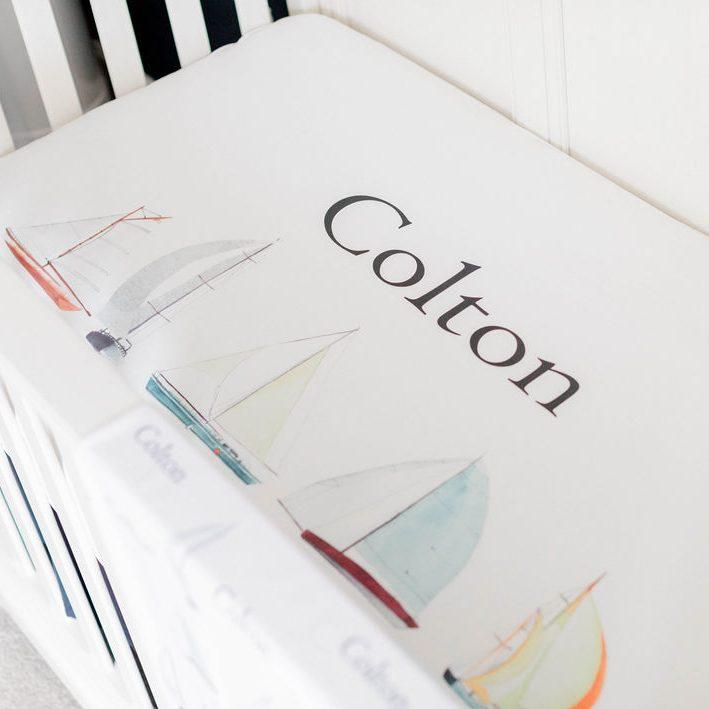 Sailboat Personalized Custom  Crib Sheet
