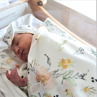 Keepsake Baby Blanket - Personalized Floral Baby Girl Blanket With Satin Trim