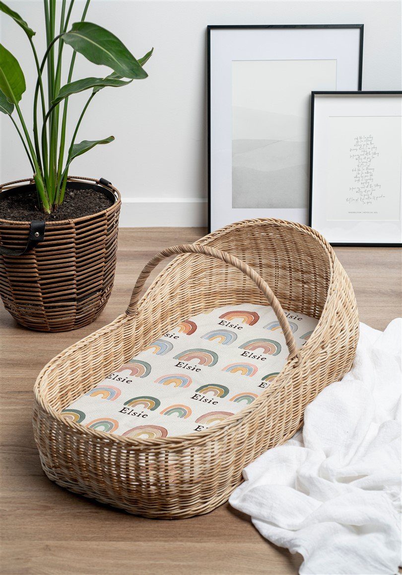 Rainbow Neutral Bassinet Sheet