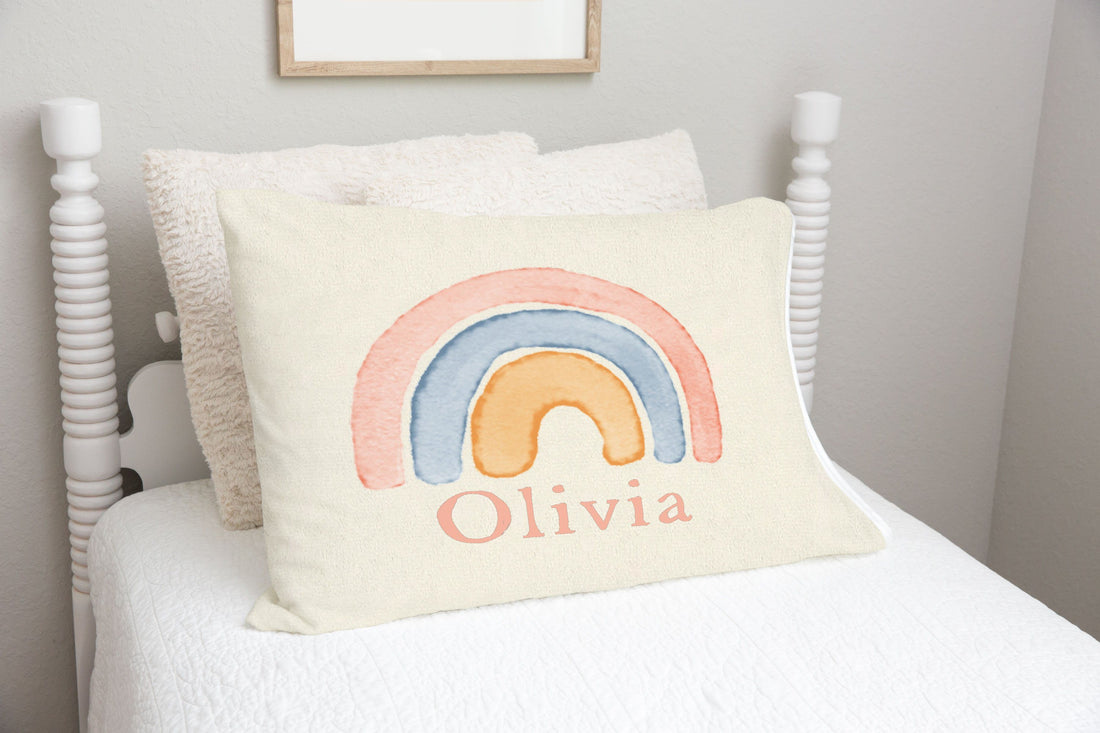 Personalized Custom Pillowcase Minky Rainbows