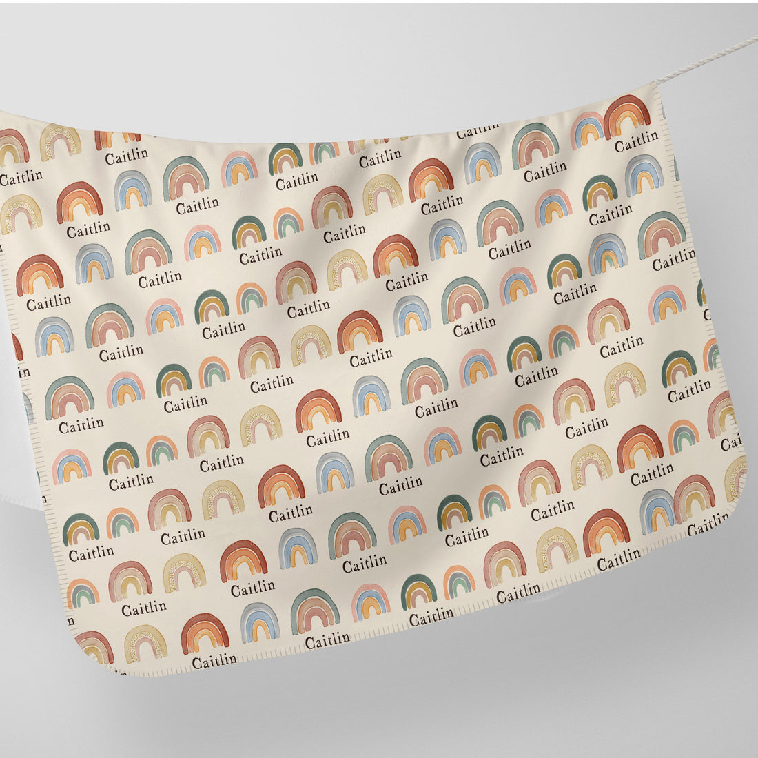 Rainbow Baby Blanket Personalized Swaddle Blanket Name Gift Newborn Take Home Set