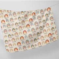 Rainbow Baby Blanket Personalized Swaddle Blanket Name Gift Newborn Take Home Set