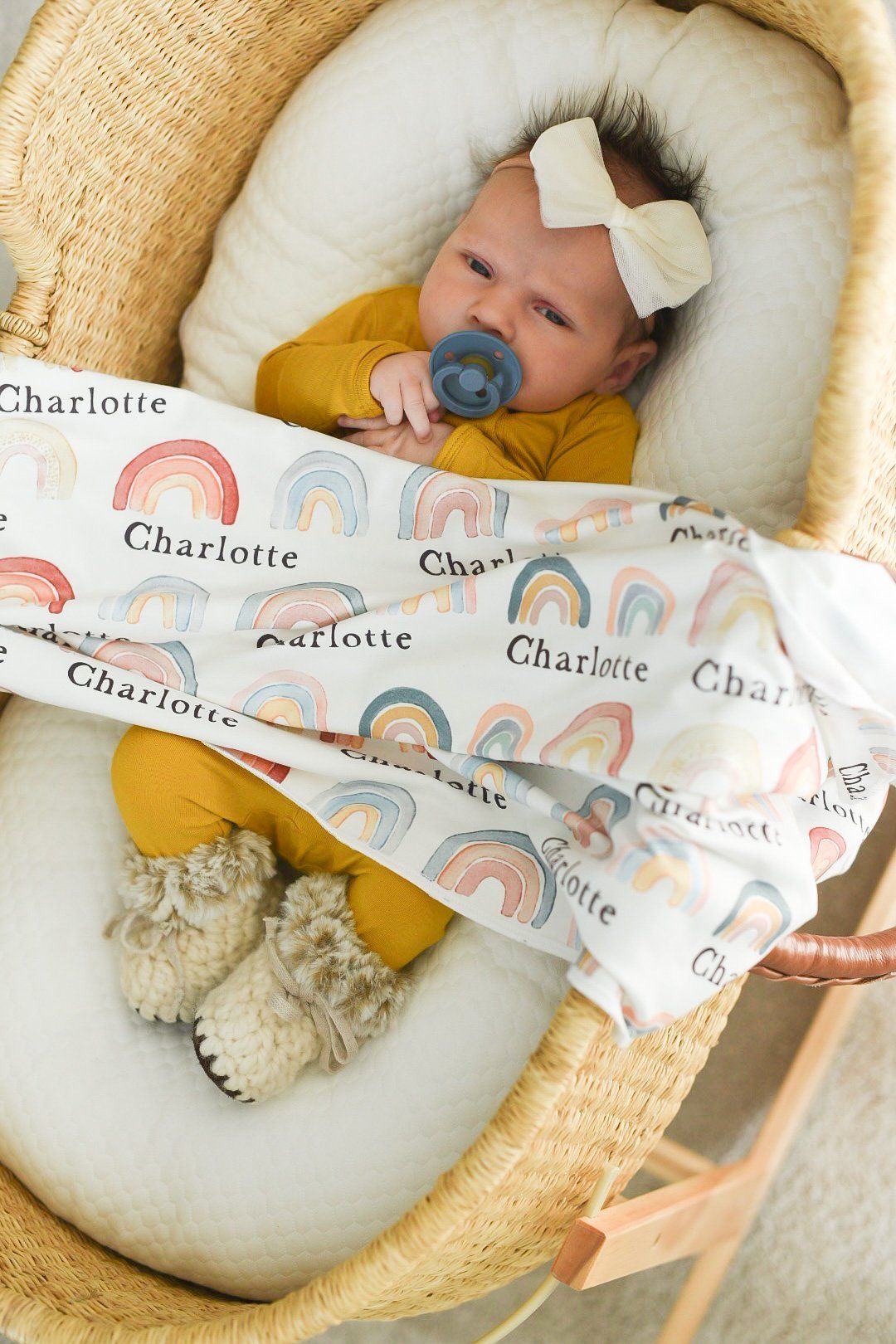 Rainbow Baby Blanket Personalized Swaddle Blanket Name Gift Newborn Take Home Set A Great Baby