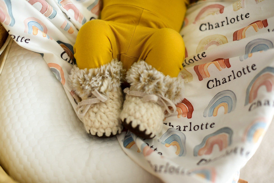 Rainbow Baby Blanket Personalized Swaddle Blanket Name Gift Newborn Take Home Set A Great Baby