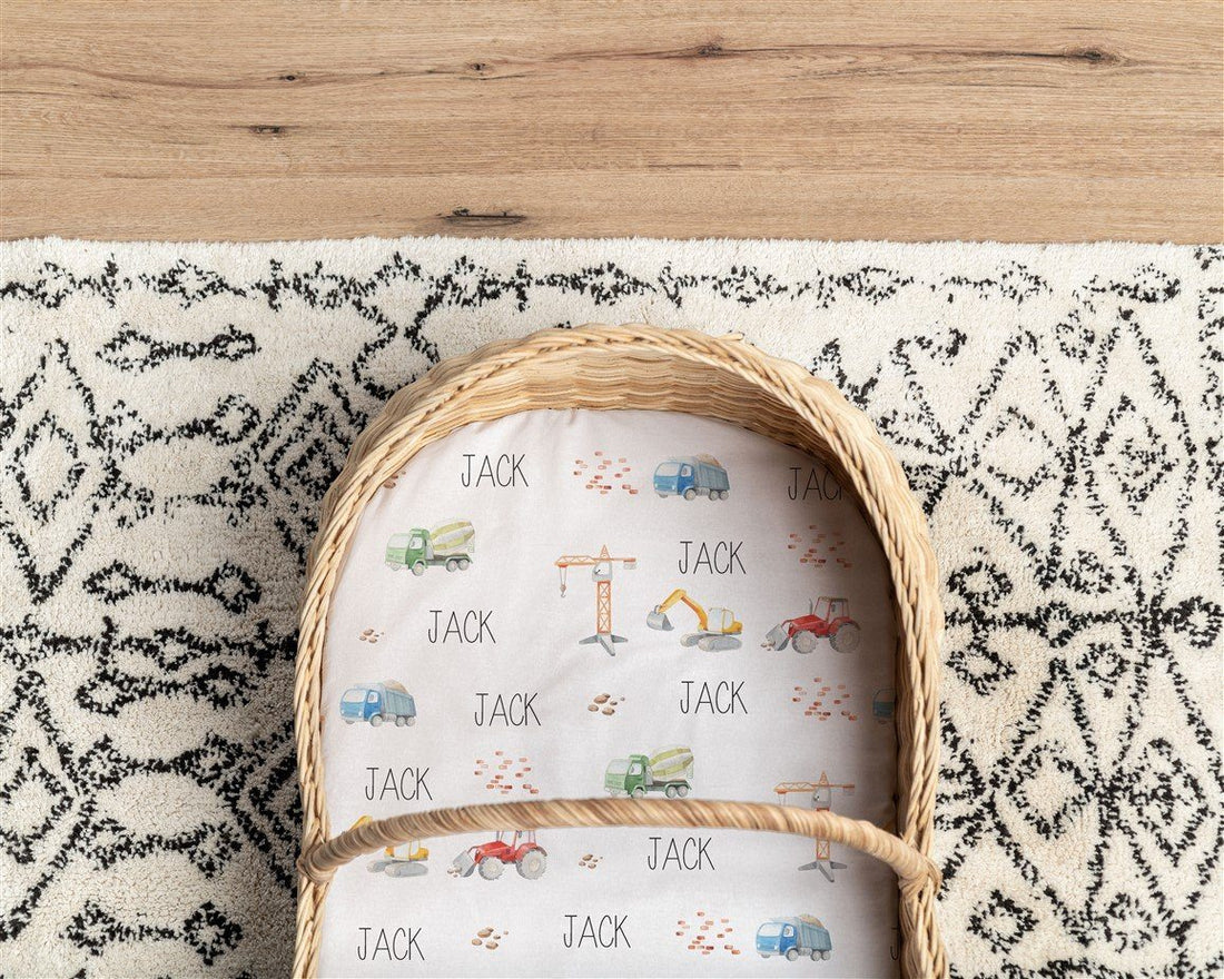 Little Diggers Bassinet Sheet with Name