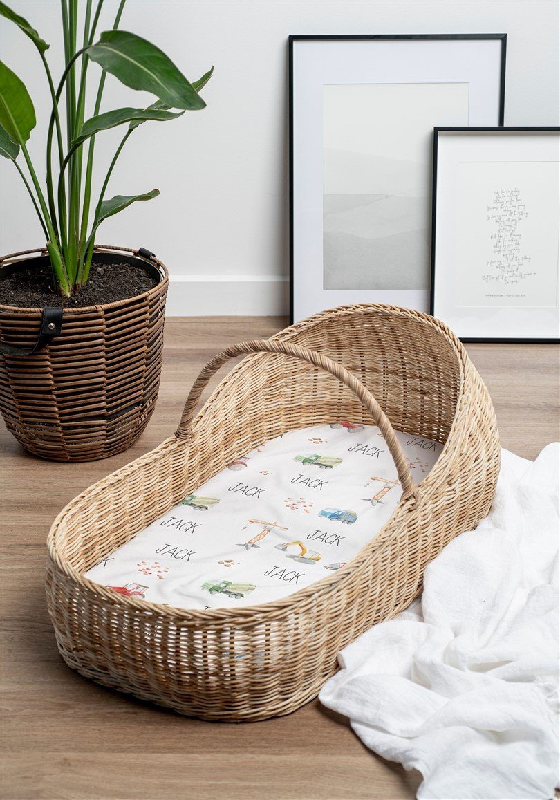 Little Diggers Bassinet Sheet with Name
