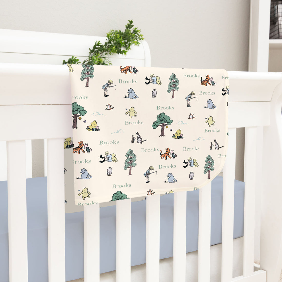 Winnie the Pooh Blanket - Personalized Baby Keepsake Blanket With Satin Trim