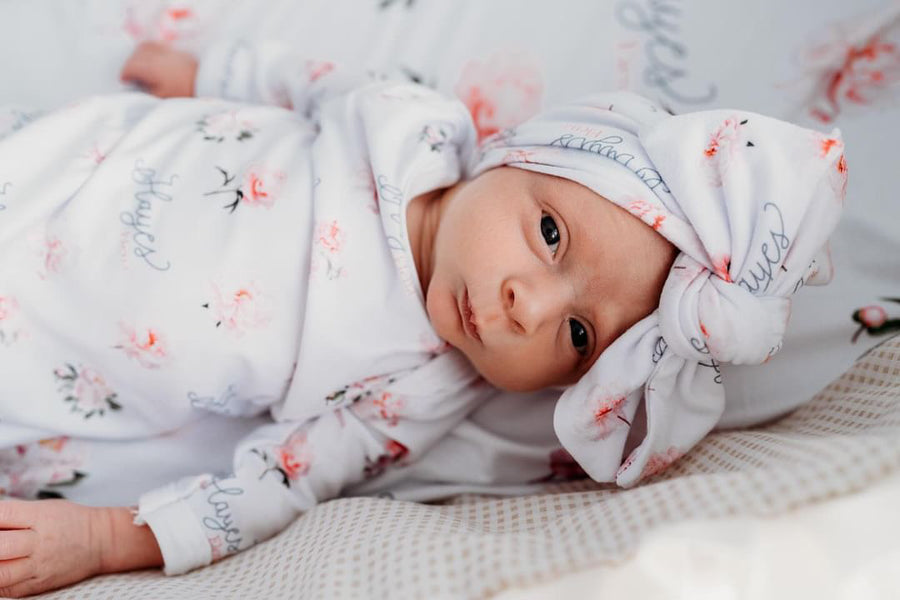 Pretty Peony Floral Knotted Baby Gown