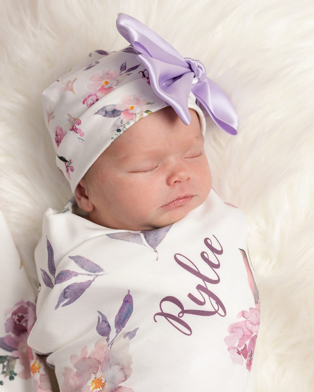 Floral Baby Girl Hat With Satin Bow