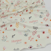 Stretchy Swaddle Blanket – Large Floral Baby Swaddle Wrap With Personalized Name