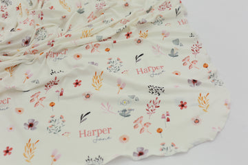 Stretchy Swaddle Blanket – Large Floral Baby Swaddle Wrap With Personalized Name