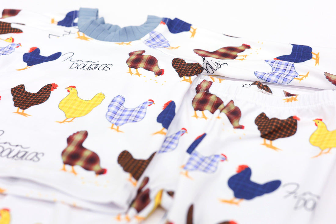 Personalized Easter Pajamas – Blue Calico Chickens (3 months-14 years)