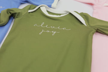 Embroidered Army Olive Knotted Baby Gown