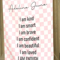 Personalized Pink Affirmation Wall Banner for Girls