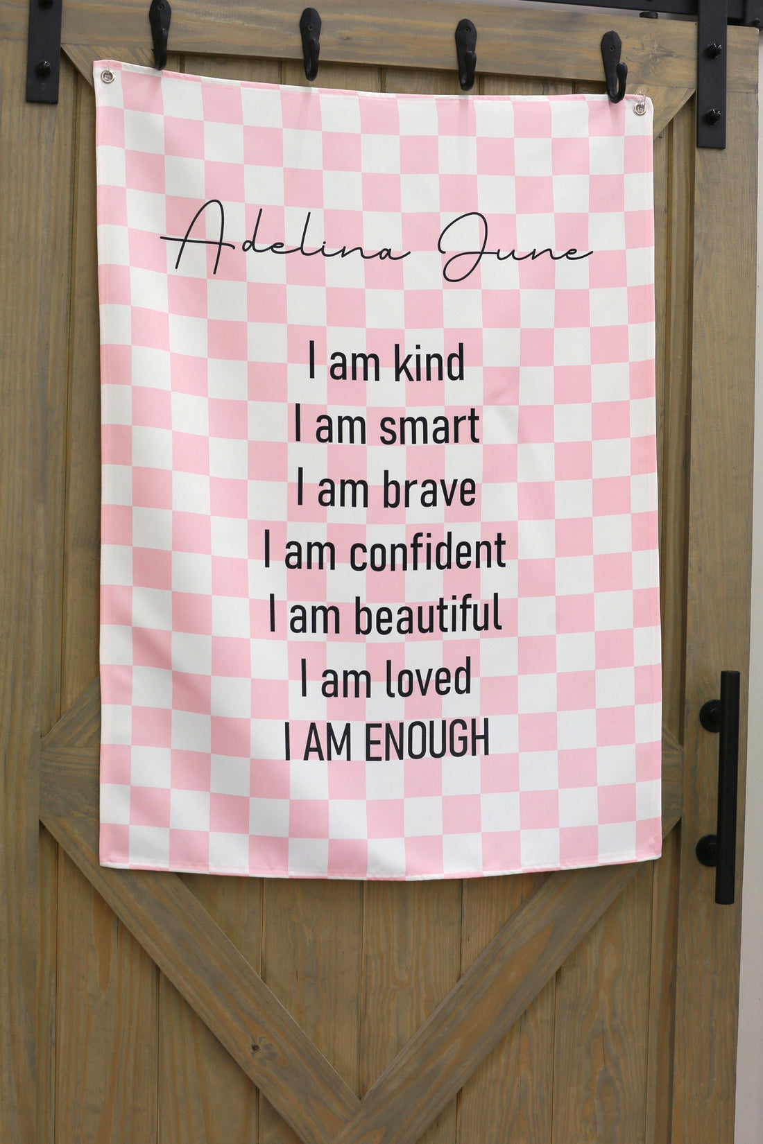 Personalized Pink Affirmation Wall Banner for Girls
