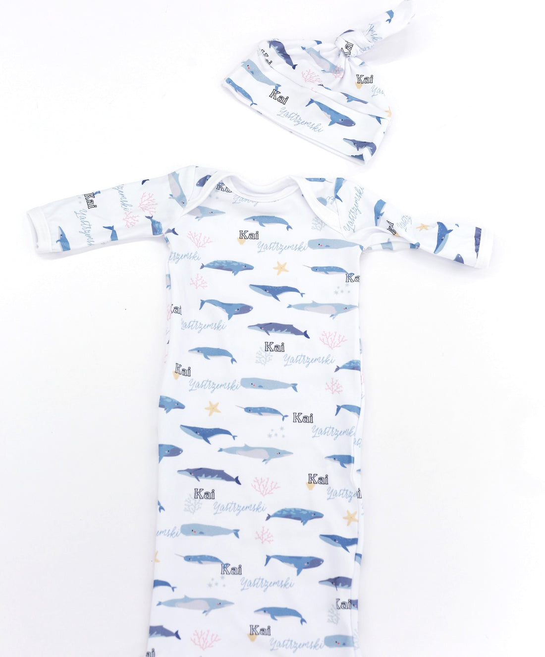 Whales Knotted Baby Gown