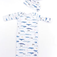 Whales Knotted Baby Gown