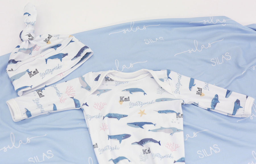 Whales Knotted Baby Gown