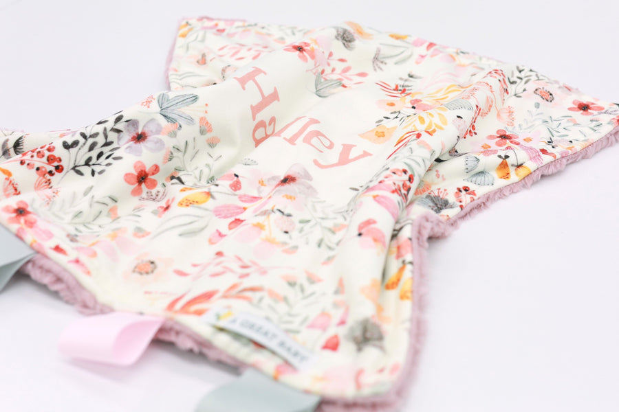 Harper Jane Pink Floral Minky Lovie | Security Blanket for Baby Girl