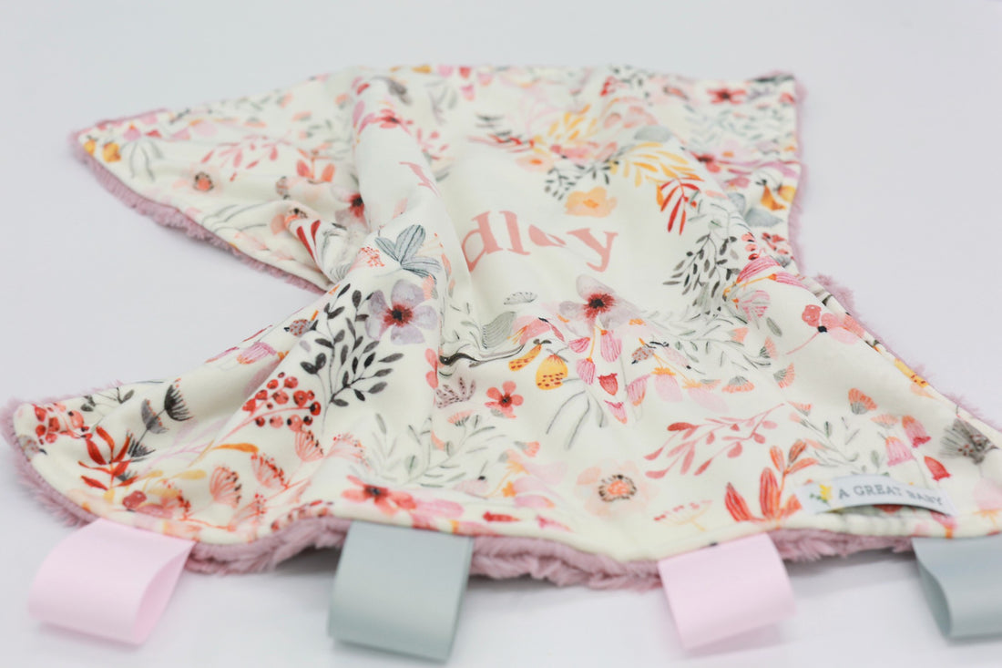 Harper Jane Pink Floral Minky Lovie | Security Blanket for Baby Girl