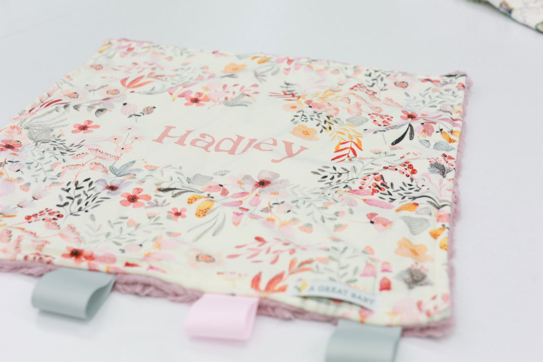 Harper Jane Pink Floral Minky Lovie | Baby Girl Security Blanket