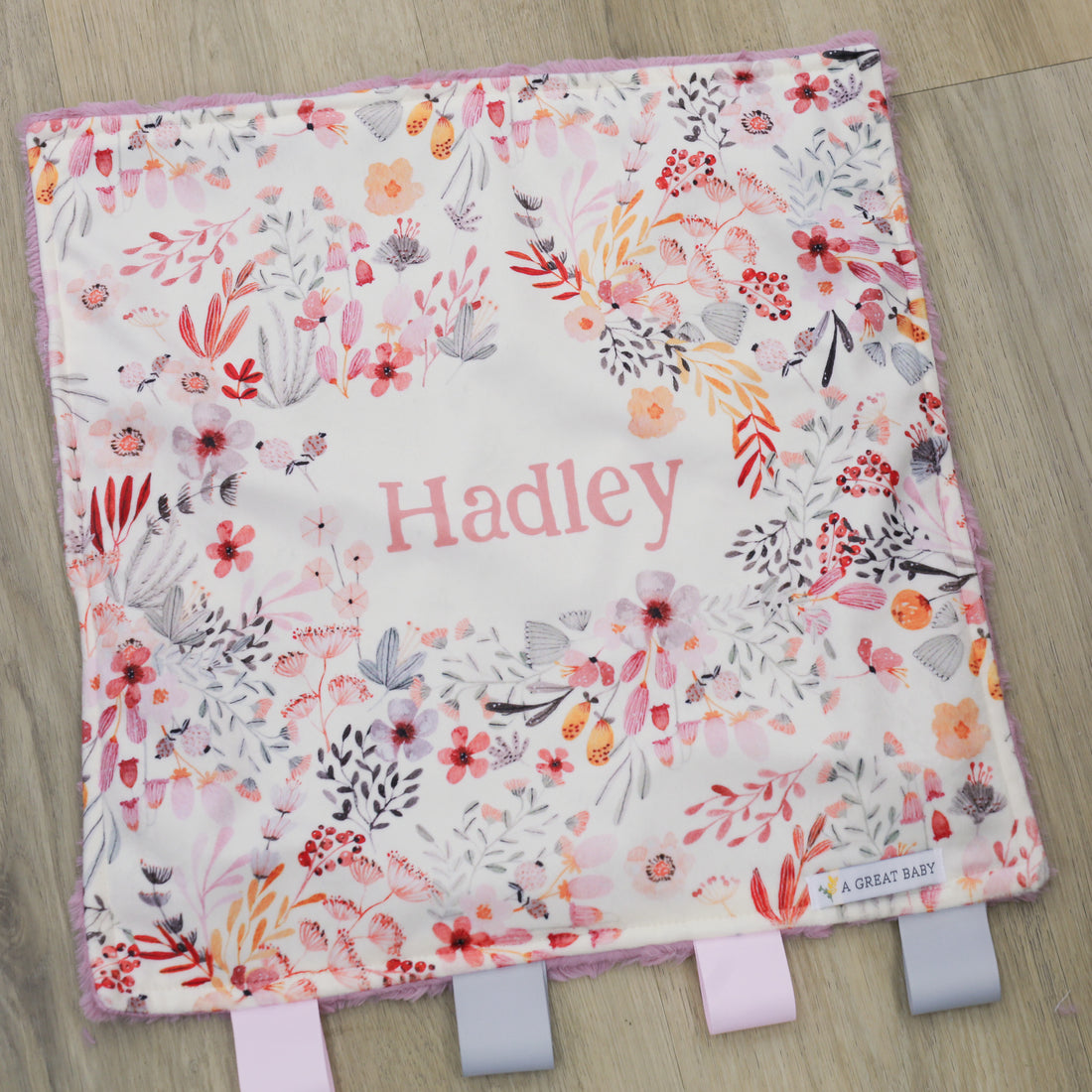 Harper Jane Pink Floral Minky Lovie | Security Blanket for Baby Girl