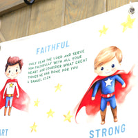 Boys' Room Banner with Biblical Affirmations | Positive Wall Decor for Kids