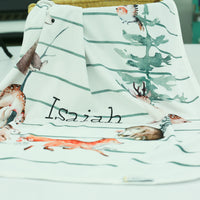 James' Forest Woodland Creatures Minky Stroller Blanket