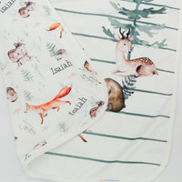 James' Forest Woodland Creatures Minky Stroller Blanket