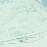 Personalized Western Toile Stroller Blanket for Boys