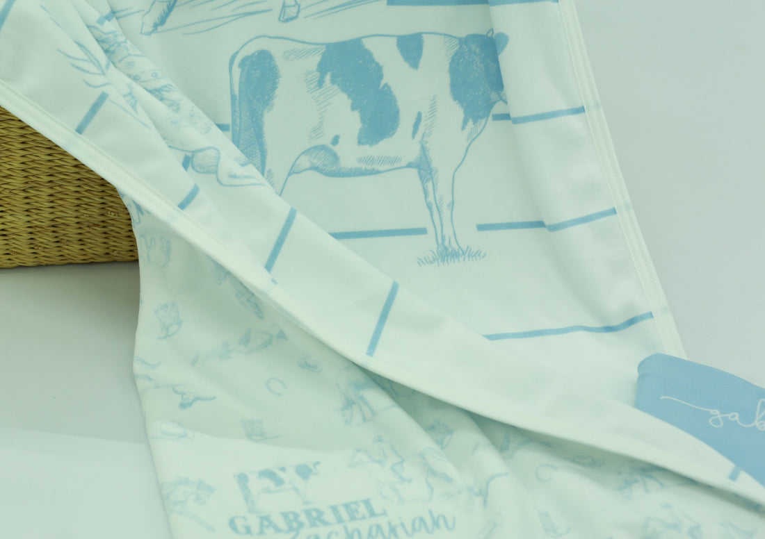 Personalized Western Toile Stroller Blanket for Boys