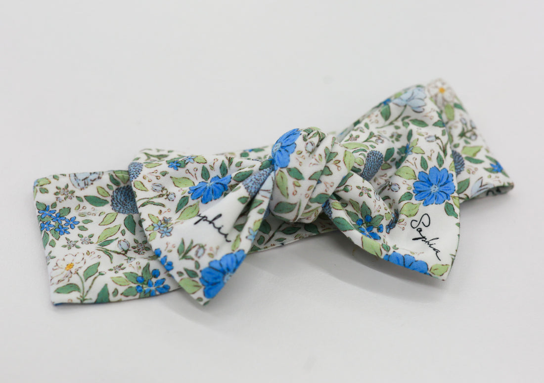 Personalized Baby Blanket - Blue Floral Receiving Blanket with Satin Trim