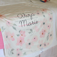 Peach Blossom Minky Stroller Blanket with Baby's Name