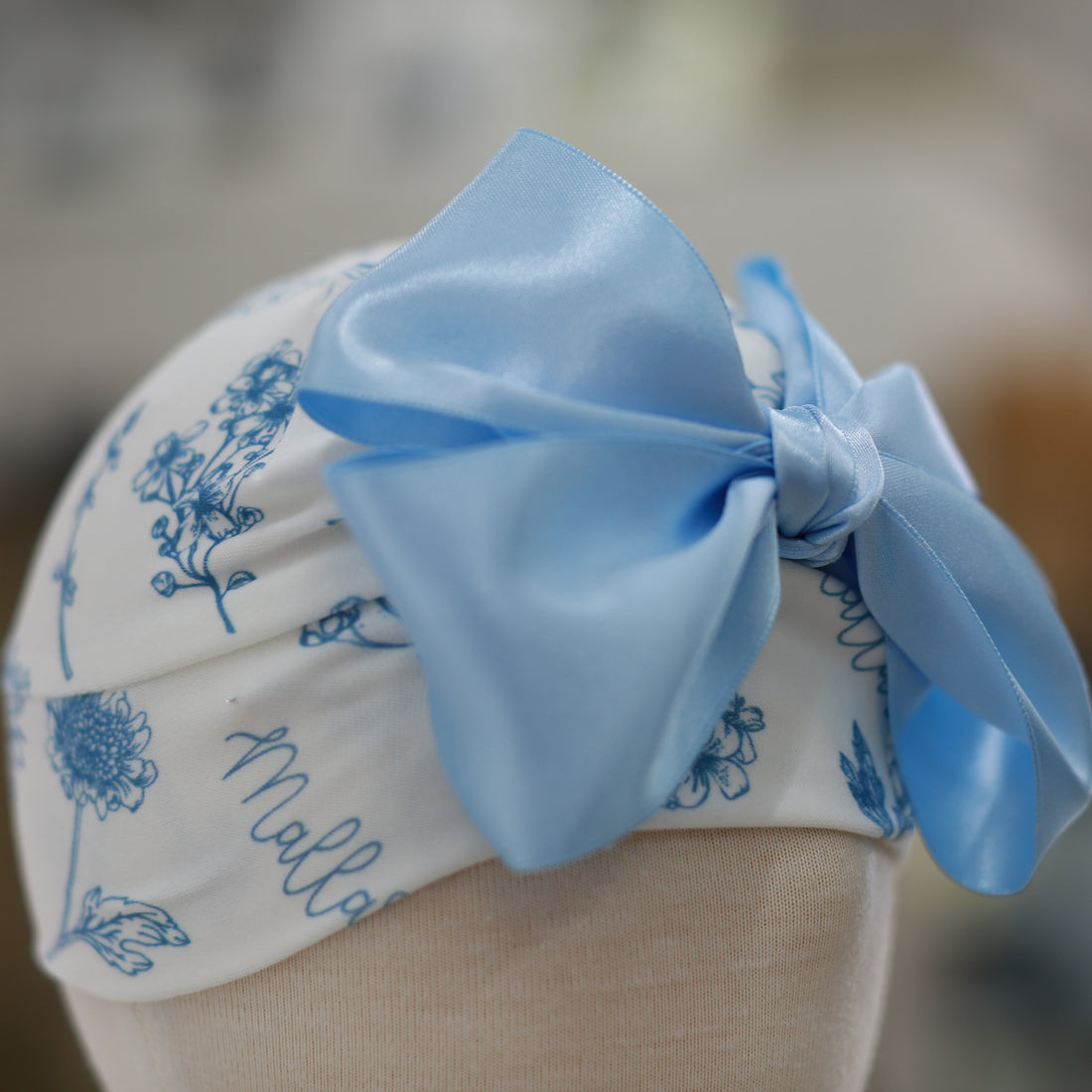 Floral Baby Girl Hat With Satin Bow