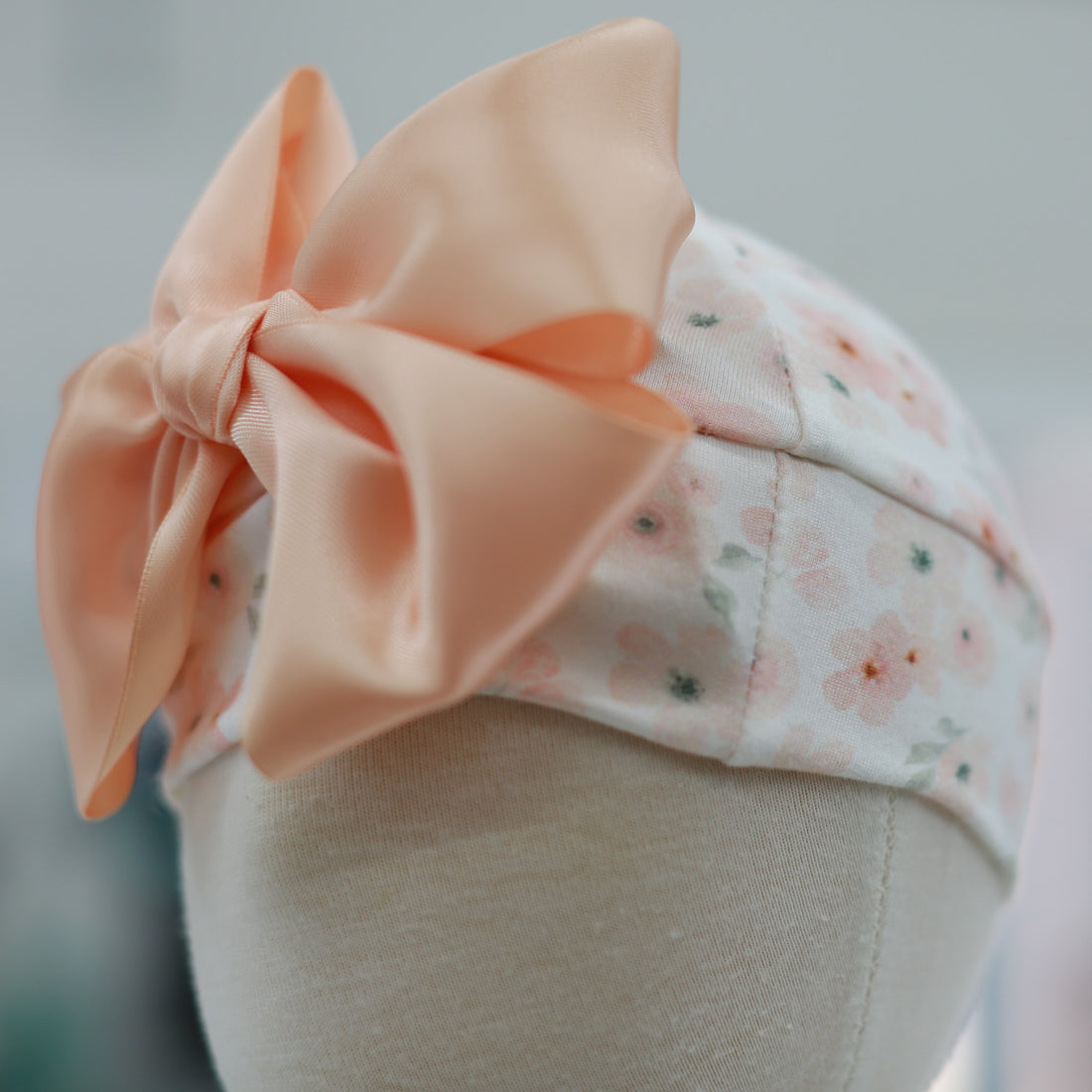 Floral Baby Girl Hat With Satin Bow