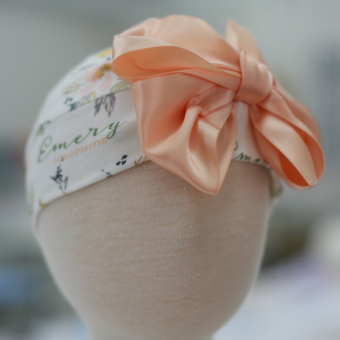 Floral Baby Girl Hat With Satin Bow