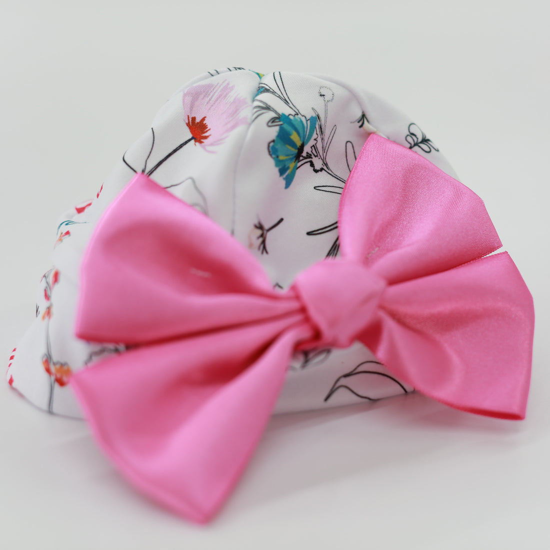 Floral Baby Girl Hat With Satin Bow