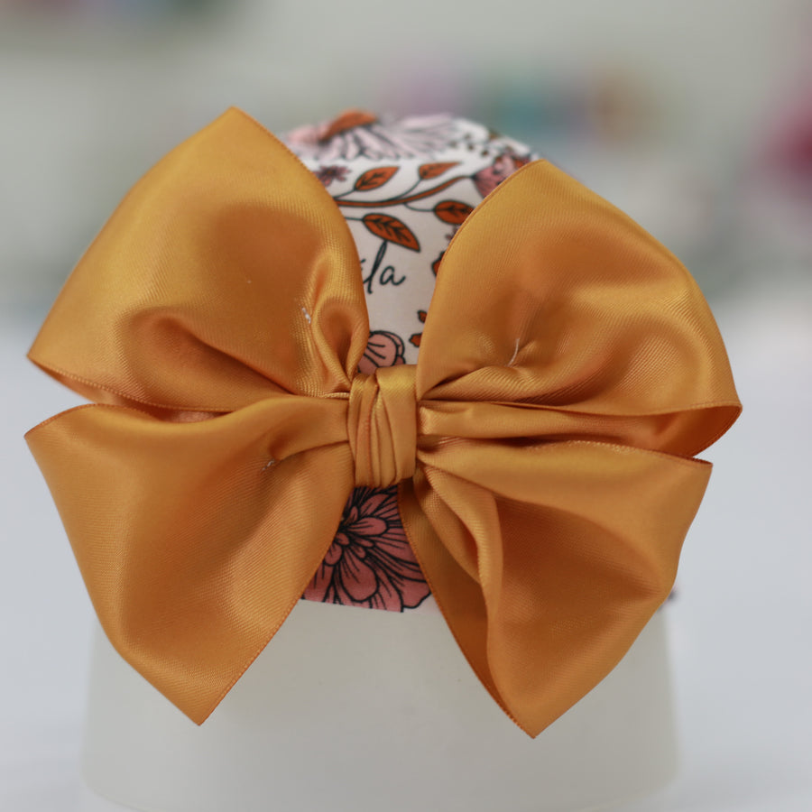 Floral Baby Girl Hat With Satin Bow