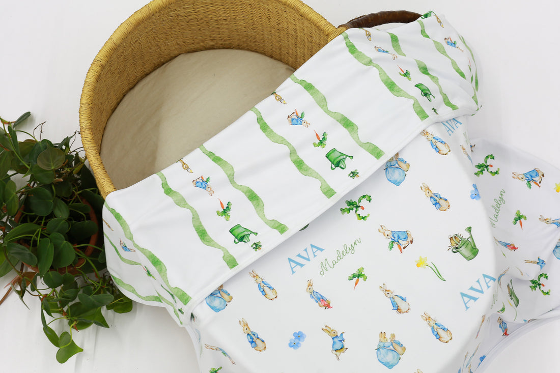 Peter Rabbit Baby Swaddle – Personalized Name Blanket