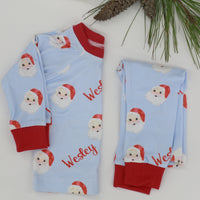 Light Blue Vintage Santa Boys Pajamas
