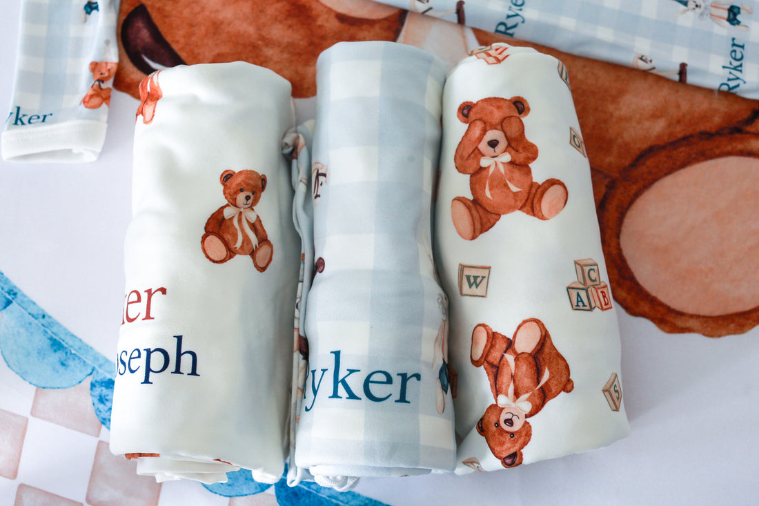 Stretchy Baby Swaddle – 3 Pack Teddy Bear Swaddling Blankets for Newborn Sleep