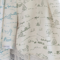 Farmhouse Toile Personalized Baby Boy Keepsake Blanket -Blue or Green Farm Nursery Gift