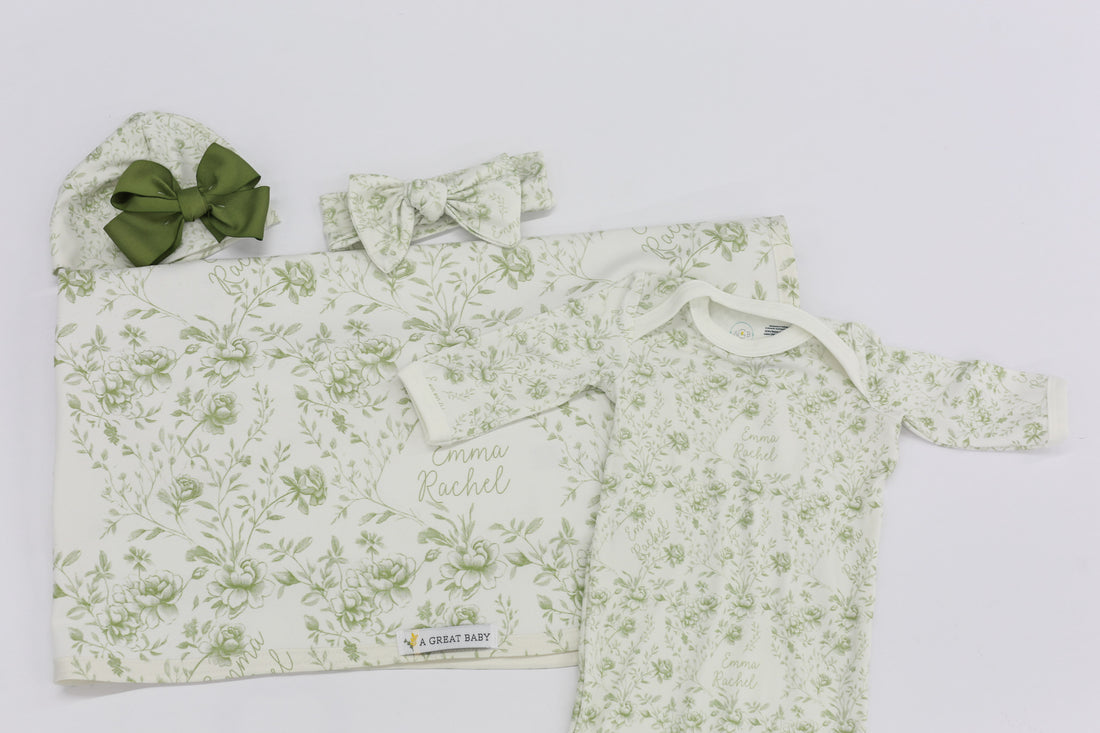 Baby Girl Knotted Gown - Floral Baby Dress Soft Cotton Infant Sleepwear Floral Toile